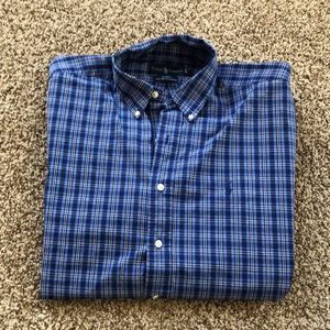 Ralph Lauren Mens XL Plaid (blue/white) “Blake” Long Sleeve Oxford Shirt